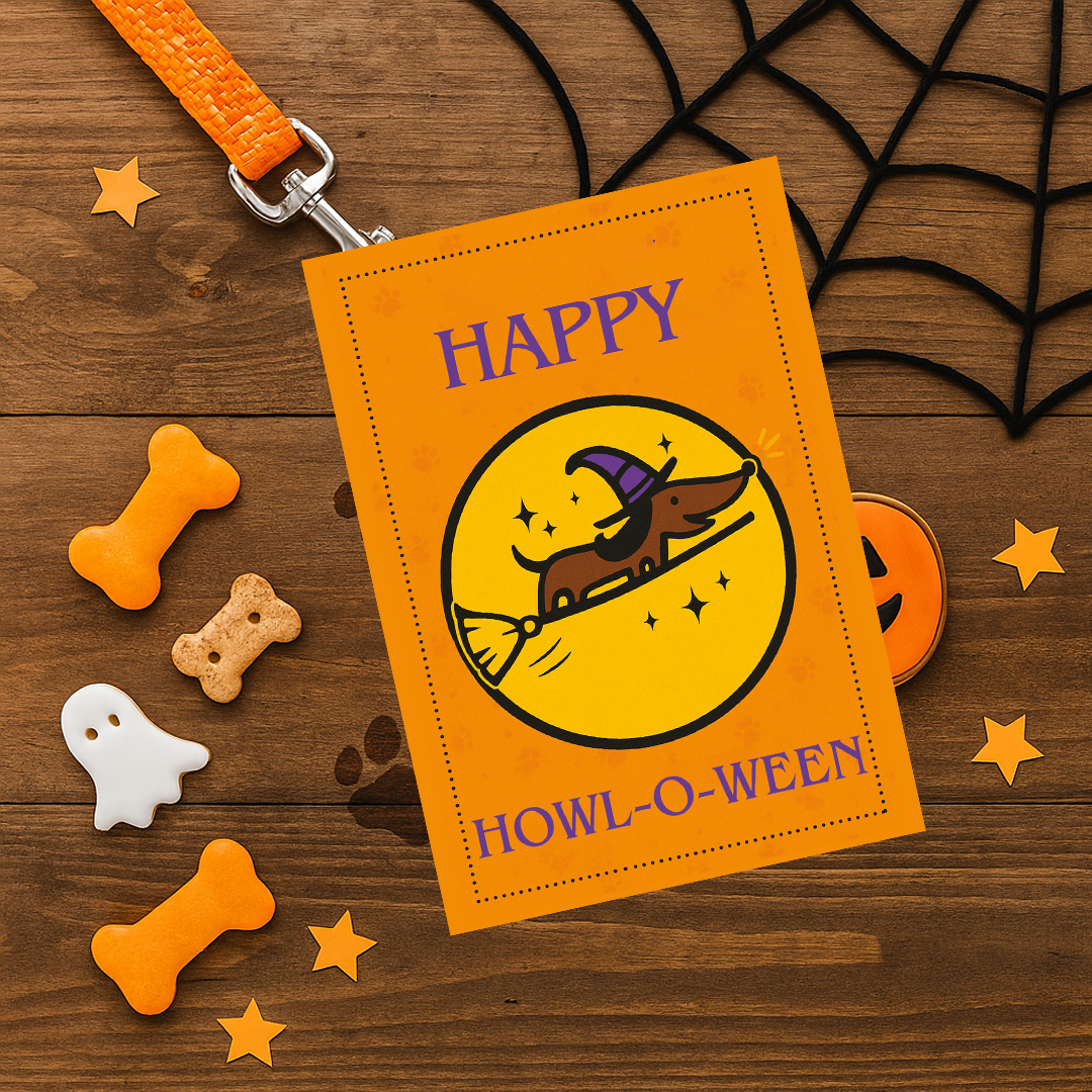 Happy Howl-O-Ween Dog Halloween Greeting Card