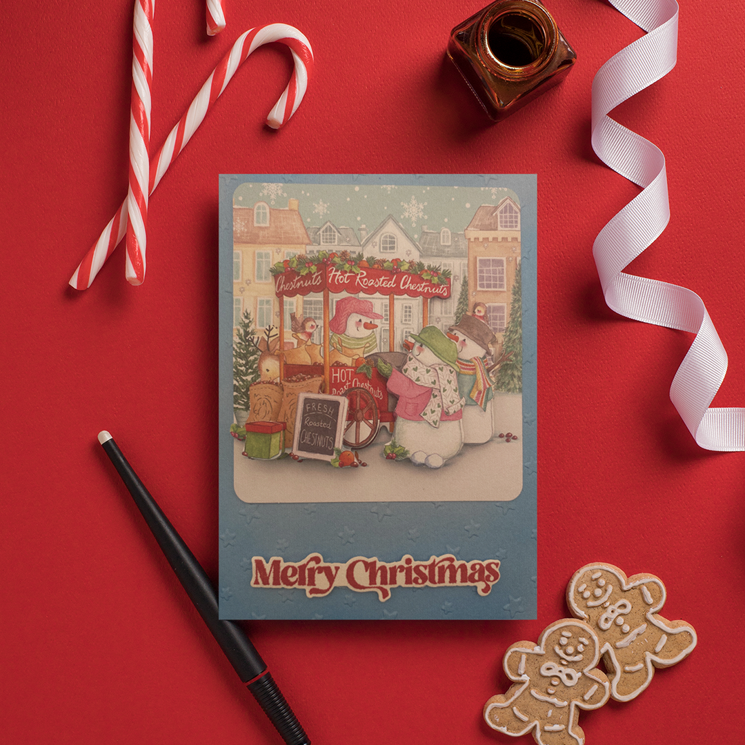 Snowmen Roasted Chestnuts Greeting Card