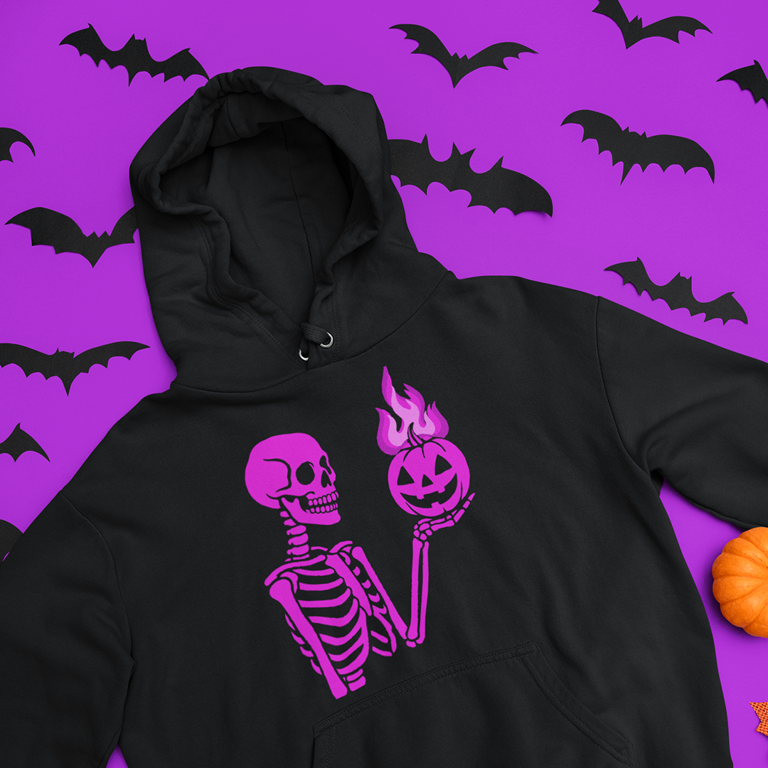 Pink Flame Skeleton Hoodie - Naughty Bear Exclusive