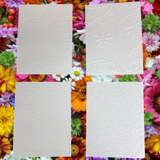 White Embossed Assorted Cards set of 4