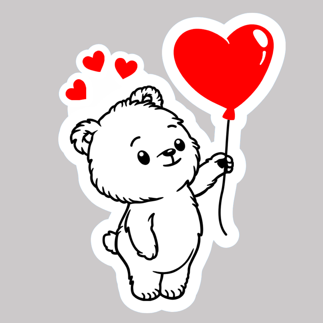 Bear red heart balloon