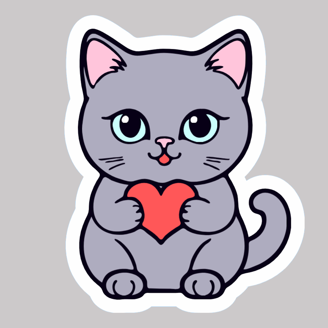 cat red heart