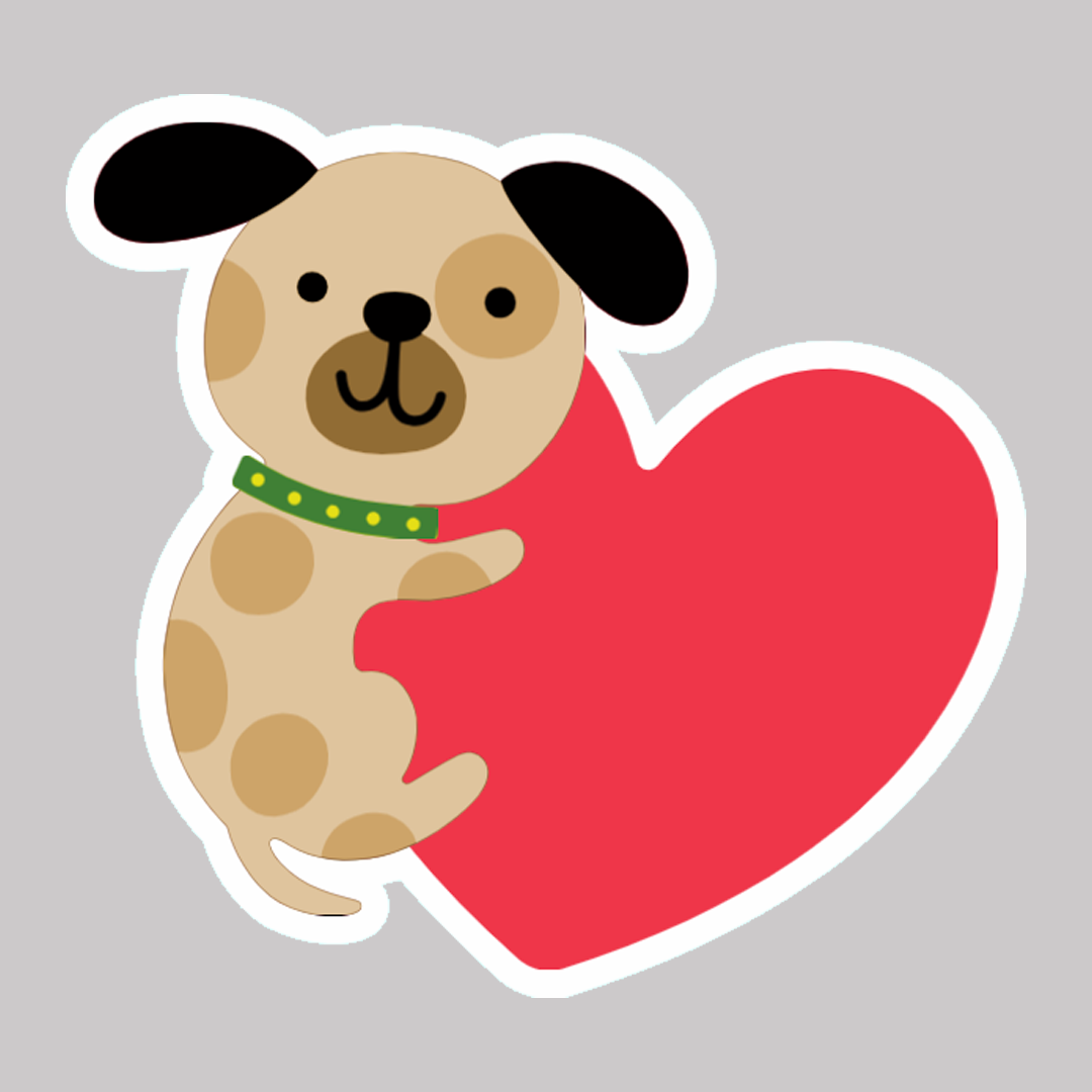 Dog With Heart Sticker