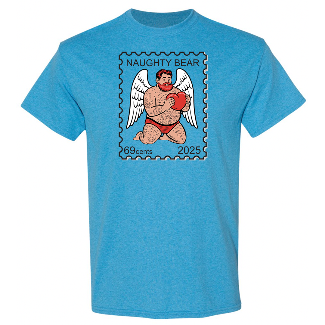 Blue T Shirt Stamp Chubby Cupid Heart