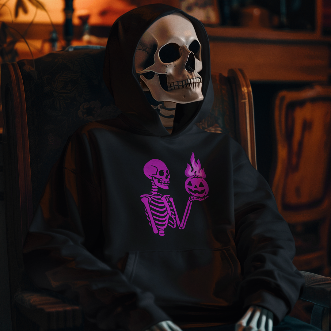 Pink Flame Skeleton Hoodie - Naughty Bear Exclusive